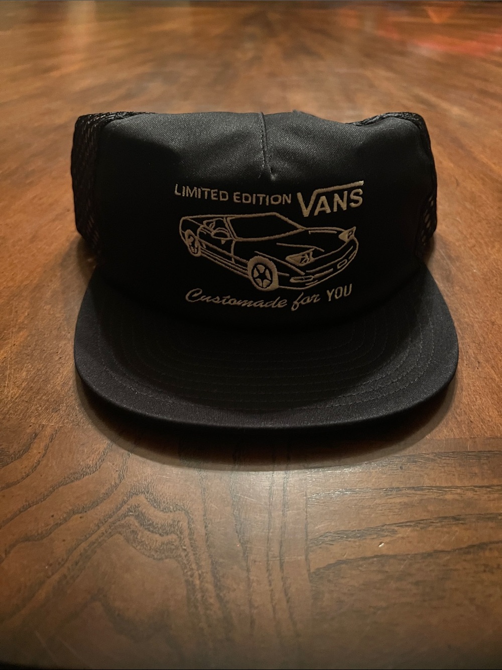 Vans Black Limited Edition Trucker Hat with Car Embroidery